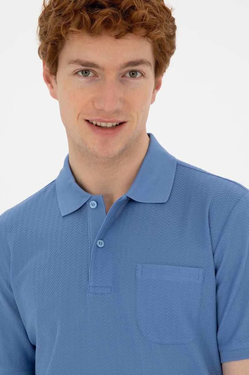 Erkek Regular Fit Polo Yaka Koyu Mavi Tişört