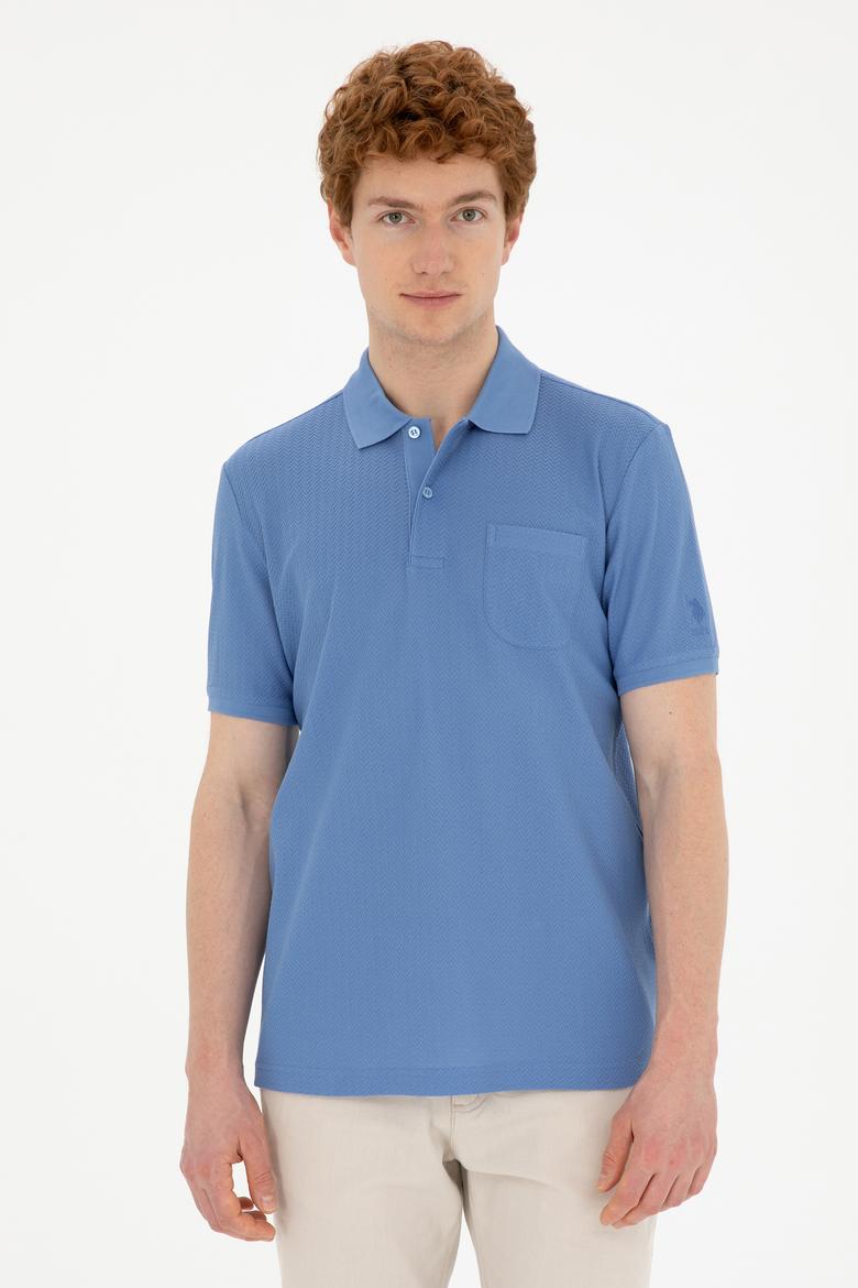 Erkek Regular Fit Polo Yaka Koyu Mavi Tişört