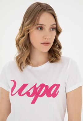 Kadın Beyaz Bisiklet Yaka Tişört - 50288687004