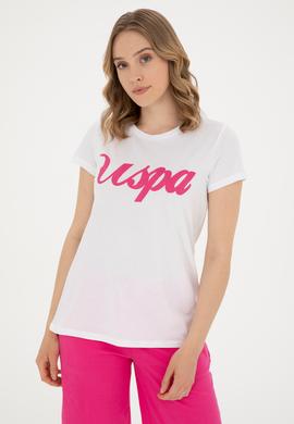 Kadın Beyaz Bisiklet Yaka Tişört - 50288687004