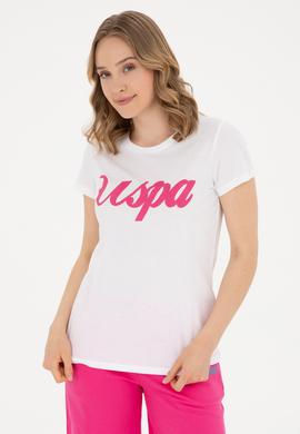 Kadın Beyaz Bisiklet Yaka Tişört - 50288687004