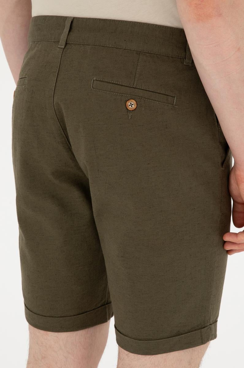 Erkek Haki Dokuma Şort