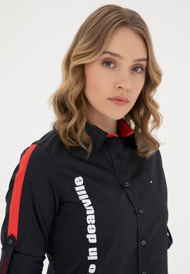 Kadın Lacivert Uzun Kollu Gömlek - 50263723012