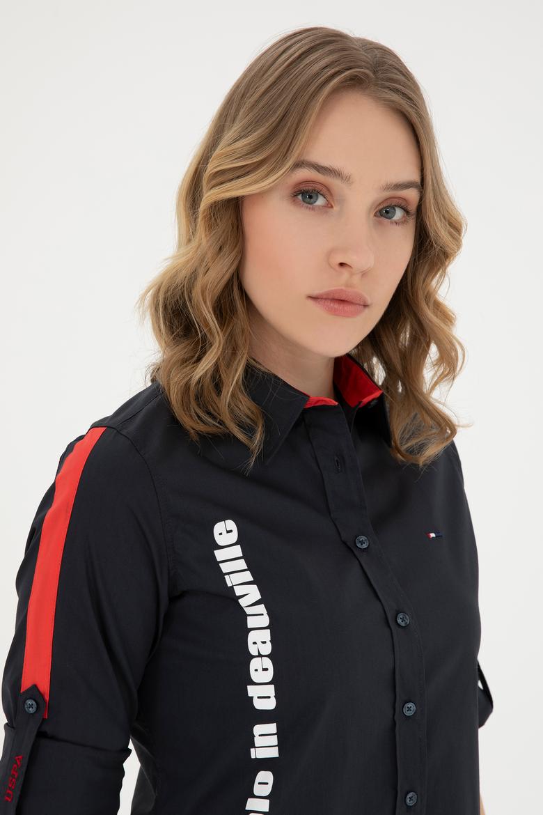 Kadın Lacivert Uzun Kollu Gömlek - 50263723012