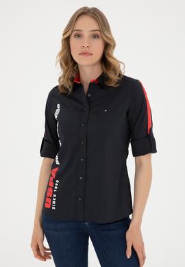 Kadın Lacivert Uzun Kollu Gömlek - 50263723012