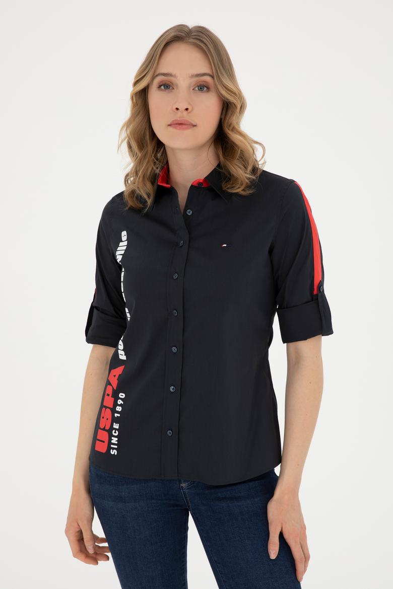 Kadın Lacivert Uzun Kollu Gömlek - 50263723012