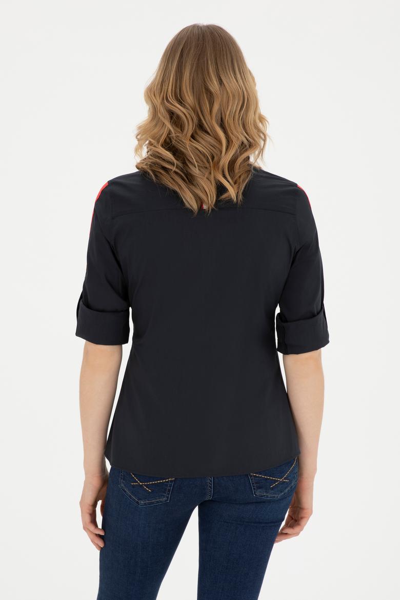 Kadın Lacivert Uzun Kollu Gömlek - 50263723012