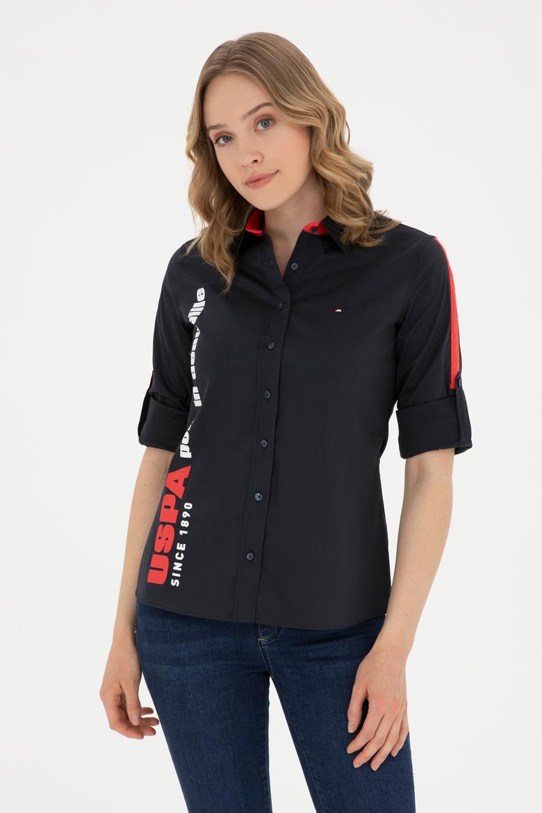 Kadın Lacivert Uzun Kollu Gömlek