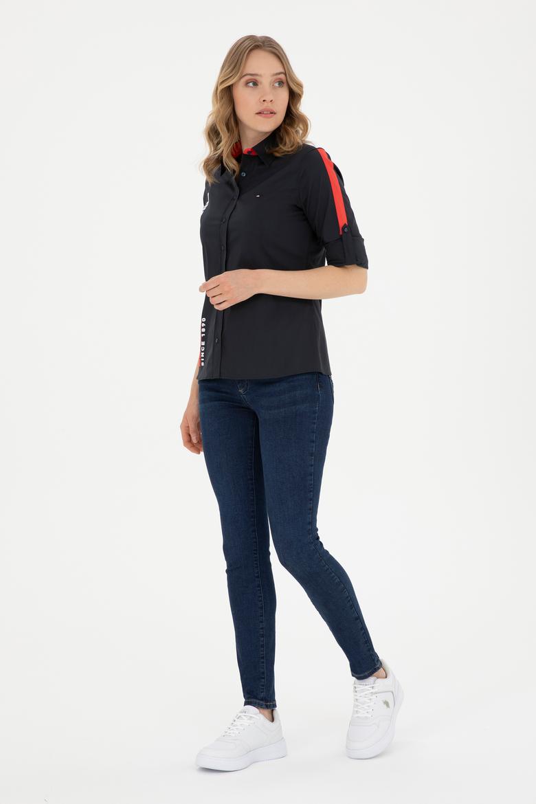 Kadın Lacivert Uzun Kollu Gömlek - 50263723012