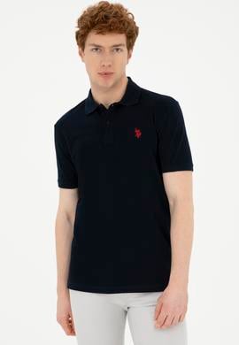 Erkek Slim Fit Polo Yaka Koyu Lacivert Basic Tişört - 50279573291