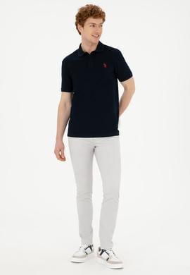 Erkek Slim Fit Polo Yaka Koyu Lacivert Basic Tişört - 50279573291