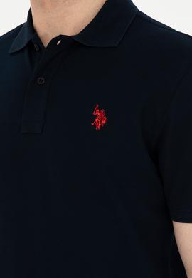 Erkek Slim Fit Polo Yaka Koyu Lacivert Basic Tişört - 50279573291