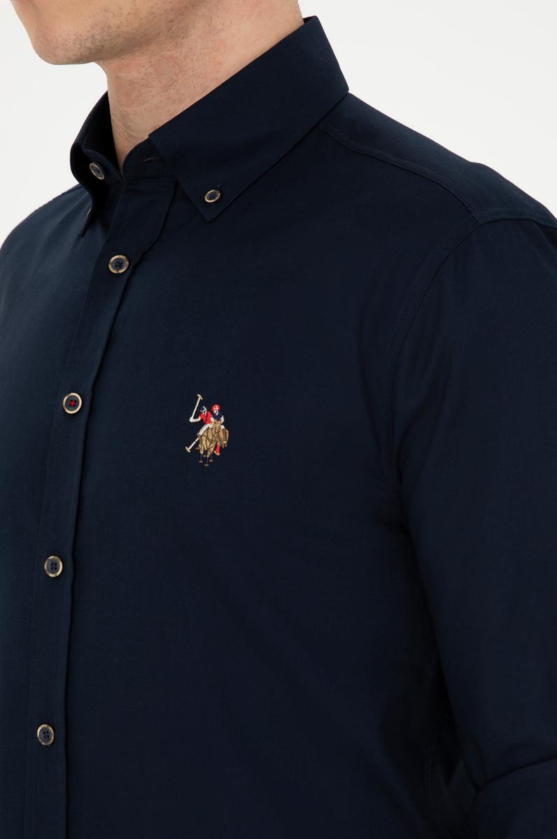 Erkek Lacivert Uzun Kollu Basic Gömlek