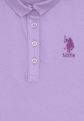 Kız Çocuk Lila Polo Yaka Basic Tişört - 50283286007