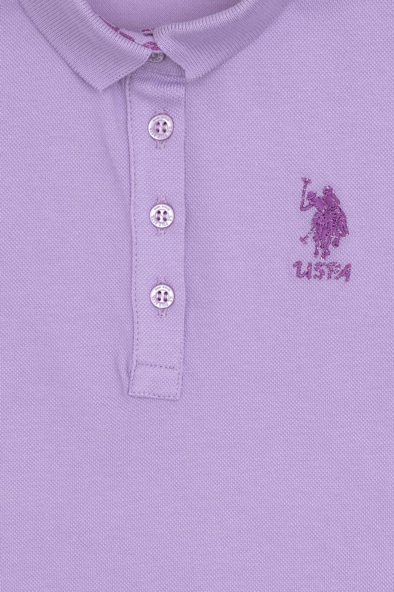 Kız Çocuk Lila Polo Yaka Basic Tişört - 50283286007