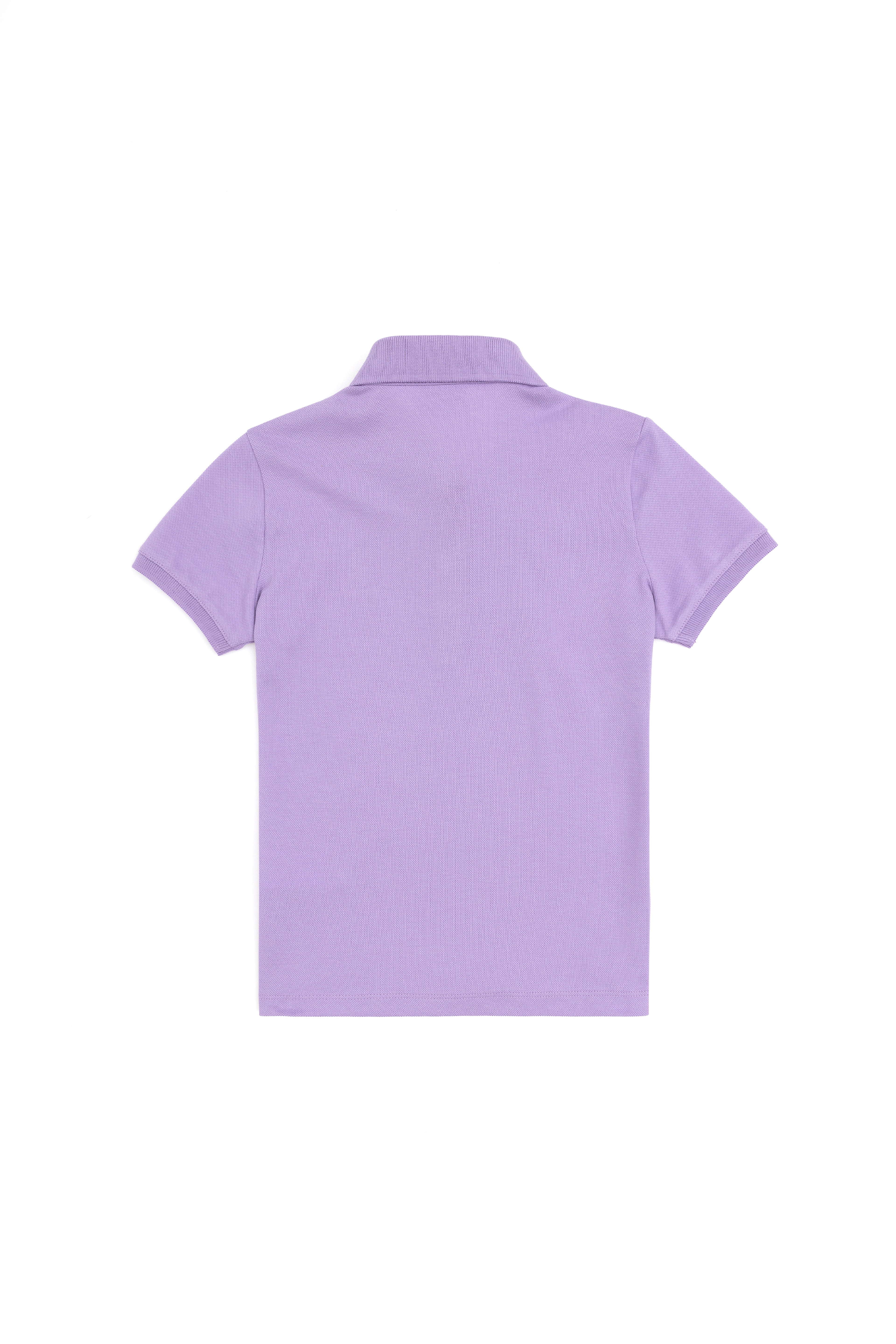 Kız Çocuk Lila Polo Yaka Basic Tişört - Image 3