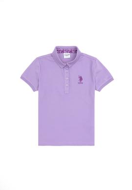 Kız Çocuk Lila Polo Yaka Basic Tişört - 50283286007