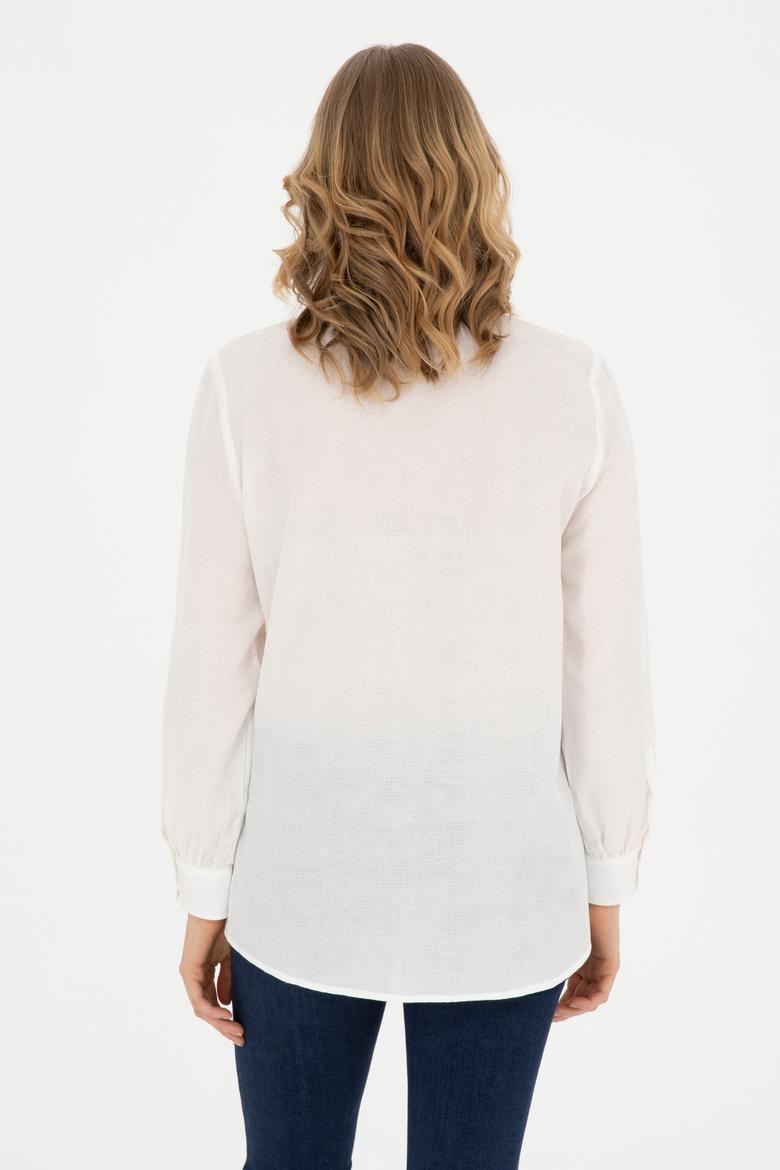 Kadın Ekru Uzun Kollu Gömlek - 50283413021