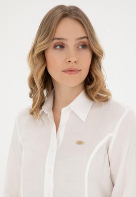 Kadın Ekru Uzun Kollu Gömlek - 50283413021