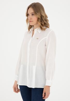 Kadın Ekru Uzun Kollu Gömlek - 50283413021