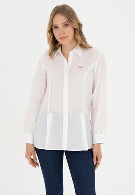 Kadın Ekru Uzun Kollu Gömlek - 50283413021