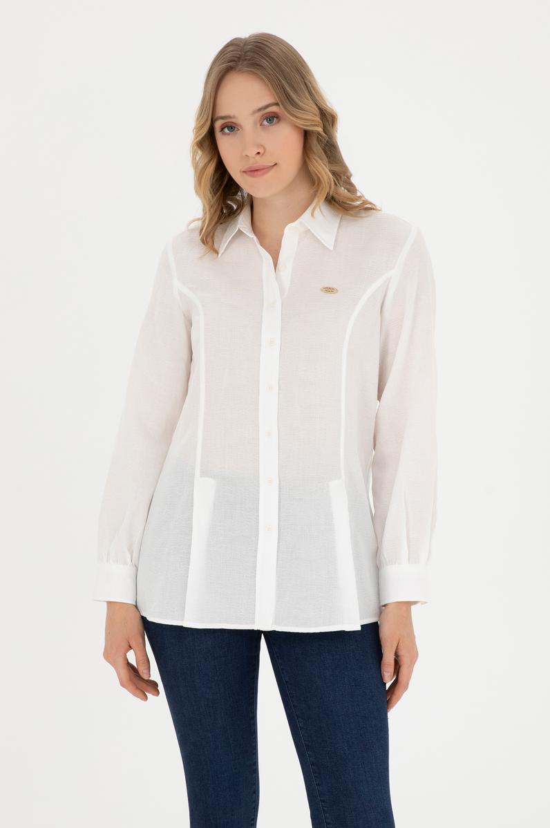 Kadın Ekru Uzun Kollu Gömlek