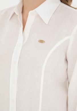 Kadın Ekru Uzun Kollu Gömlek - 50283413021