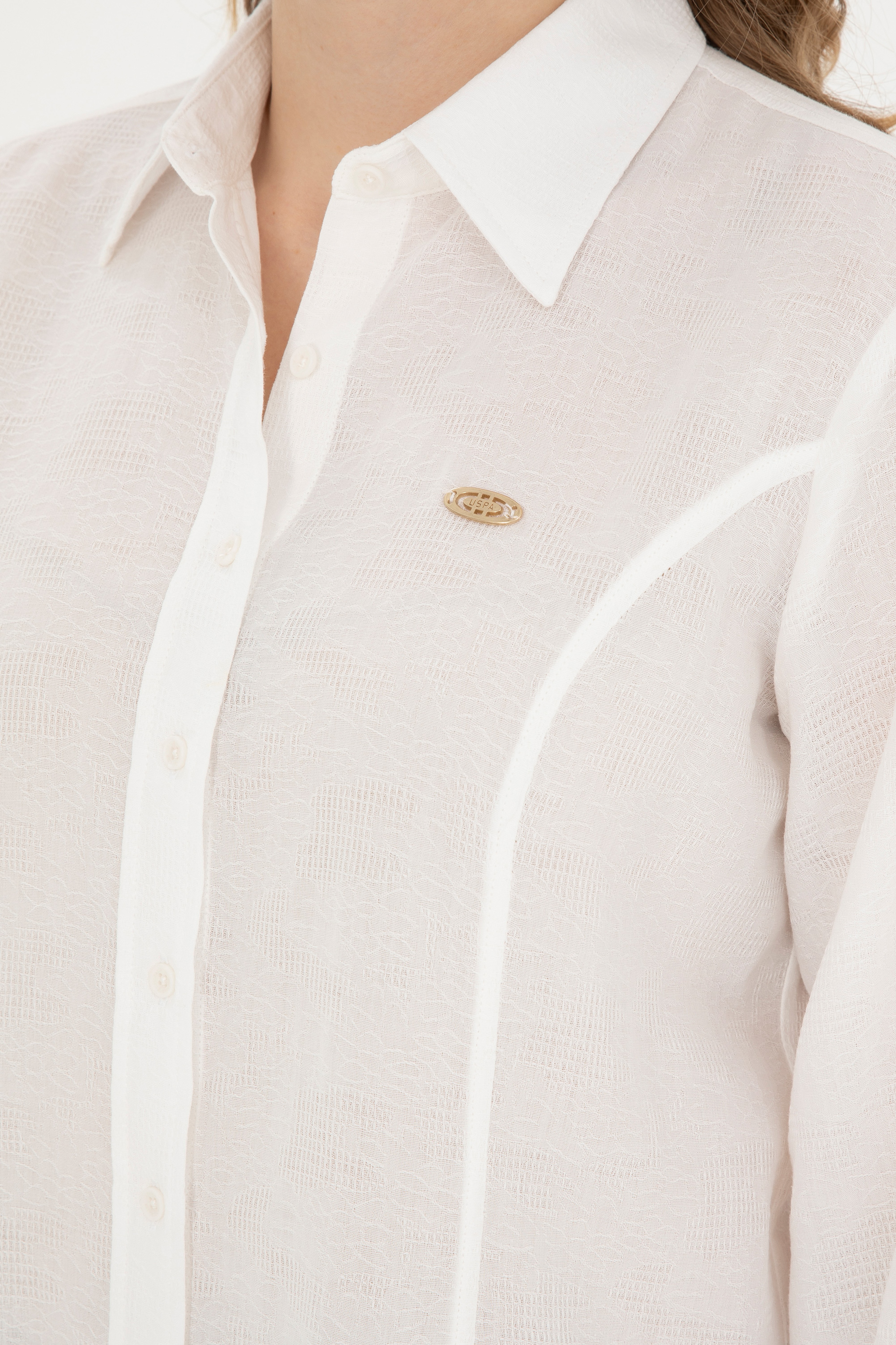 Kadın Ekru Uzun Kollu Gömlek - Image 7