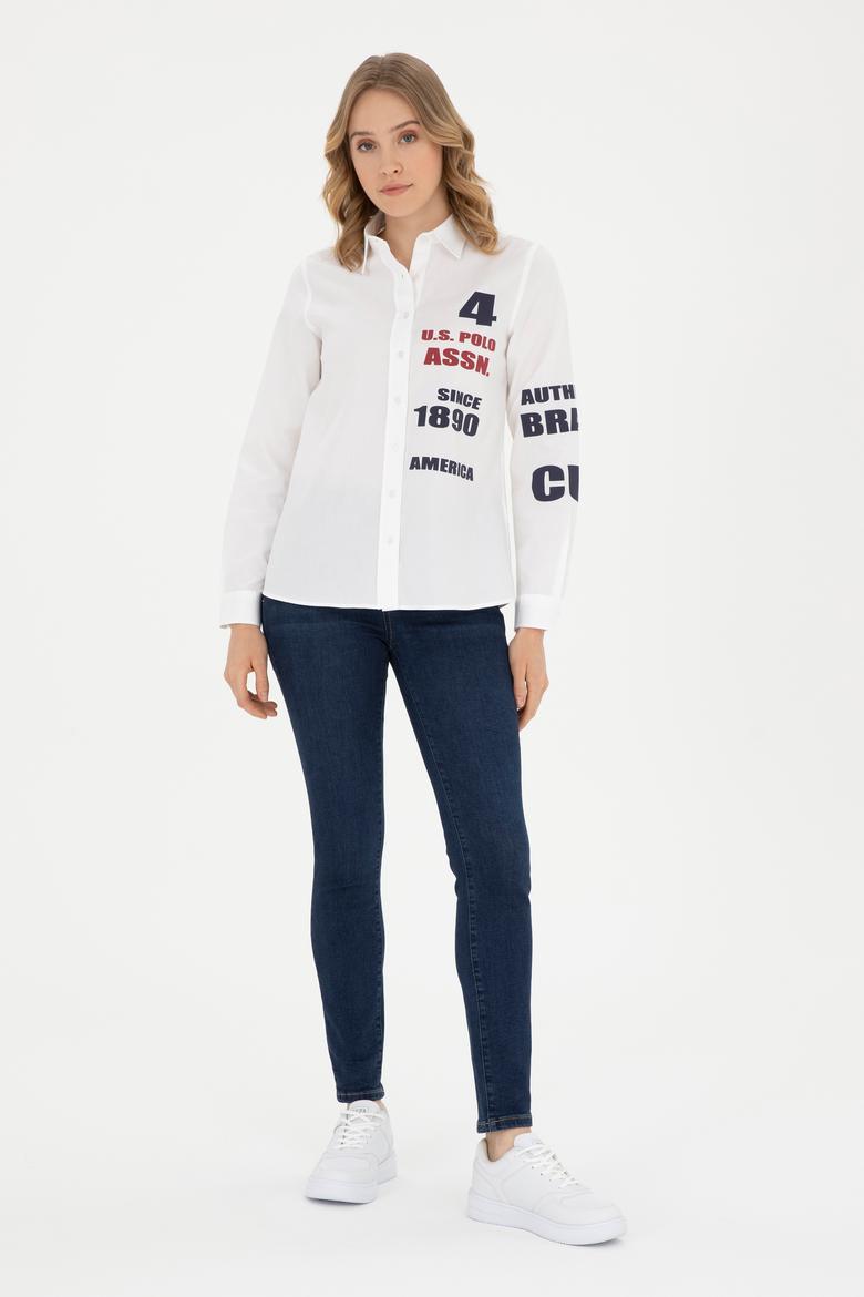 Kadın Beyaz Uzun Kollu Gömlek - 50283646003