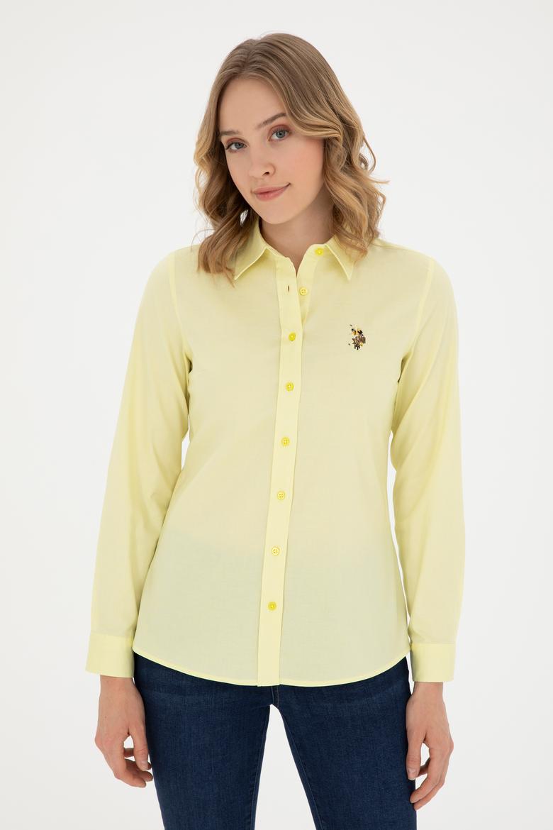 Kadın Fıstık Yeşili Uzun Kollu Basic Gömlek - 50283987065