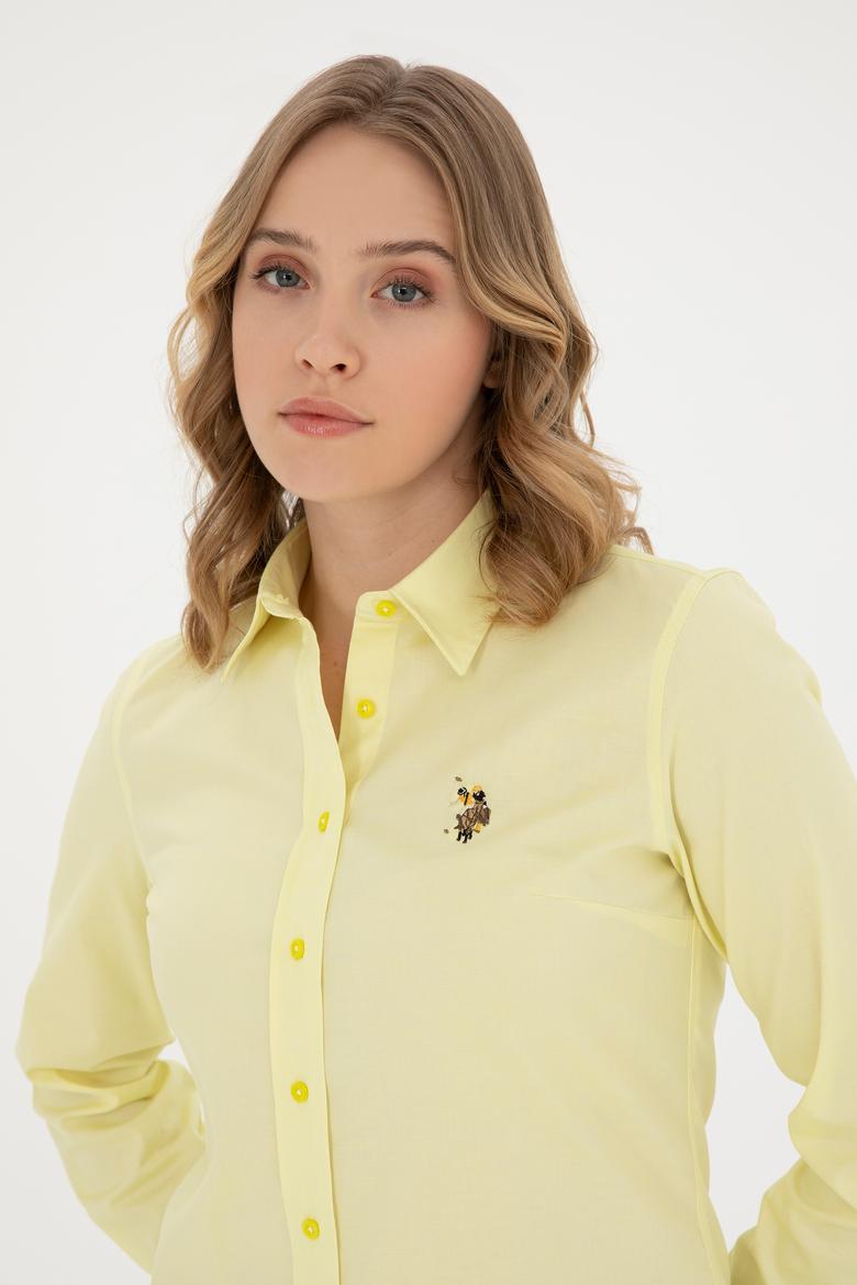 Kadın Fıstık Yeşili Uzun Kollu Basic Gömlek - 50283987065