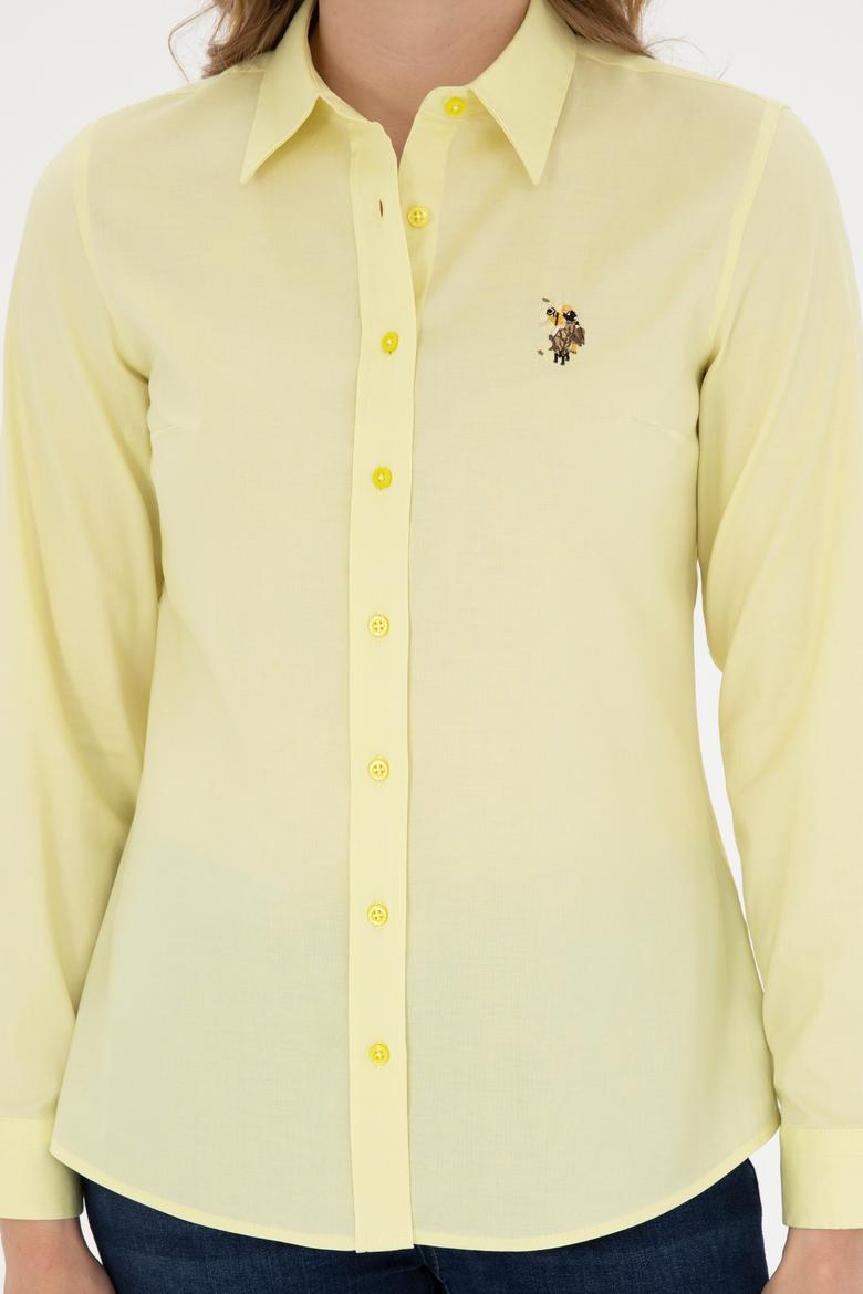 Kadın Fıstık Yeşili Uzun Kollu Basic Gömlek - 50283987065