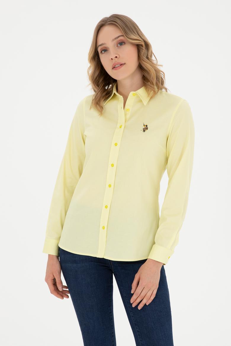 Kadın Fıstık Yeşili Uzun Kollu Basic Gömlek