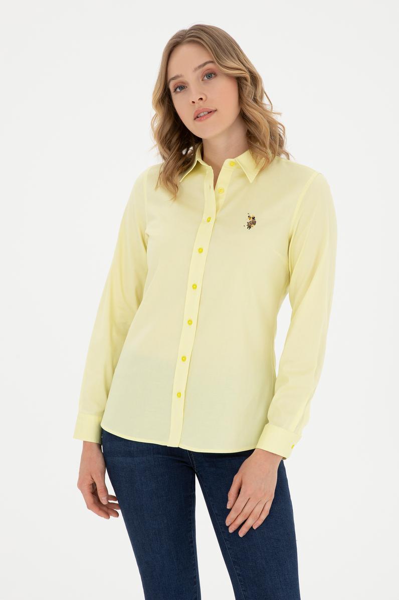 Kadın Fıstık Yeşili Uzun Kollu Basic Gömlek