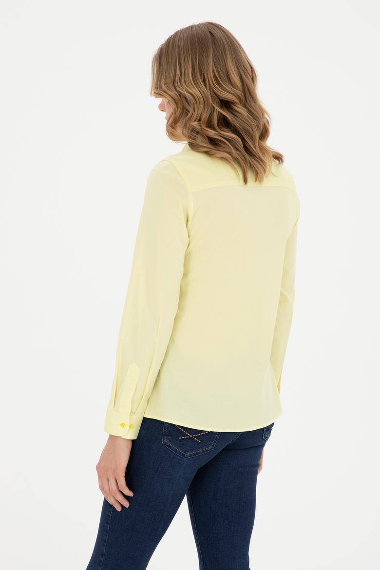 Kadın Fıstık Yeşili Uzun Kollu Basic Gömlek - 50283987065