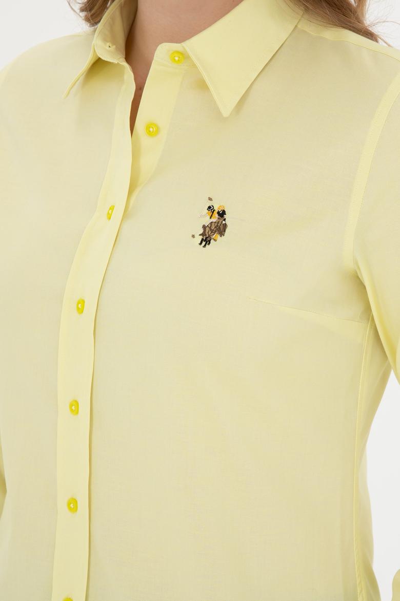 Kadın Fıstık Yeşili Uzun Kollu Basic Gömlek - 50283987065