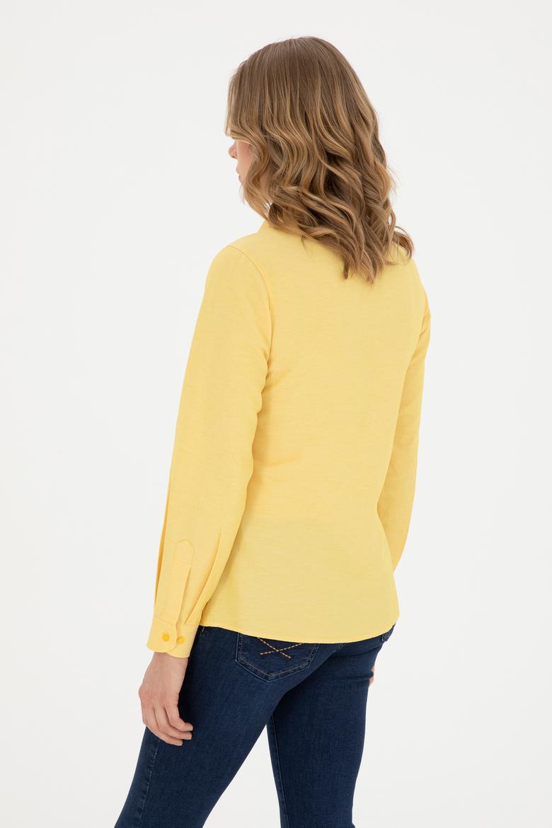 Kadın Safran Uzun Kollu Basic Gömlek - 50283992039