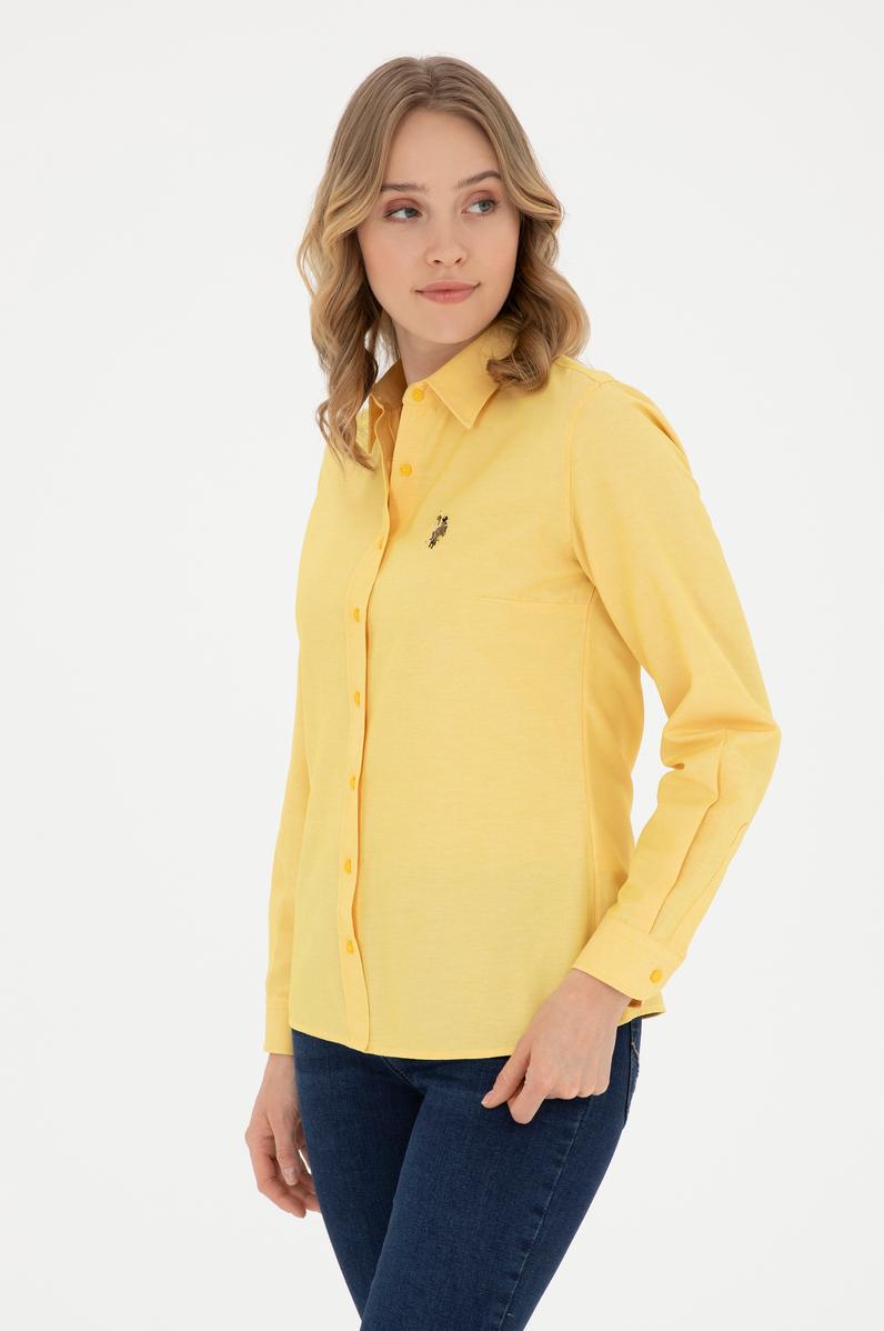 Kadın Safran Uzun Kollu Basic Gömlek