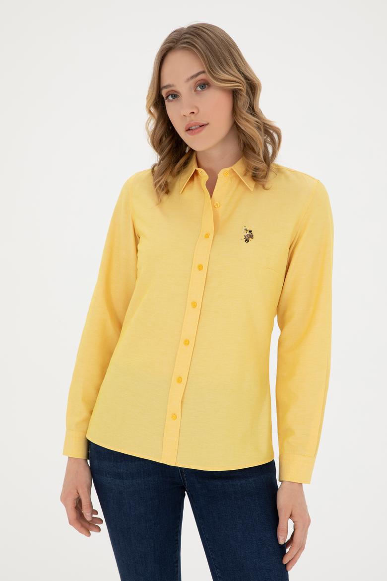 Kadın Safran Uzun Kollu Basic Gömlek - 50283992039