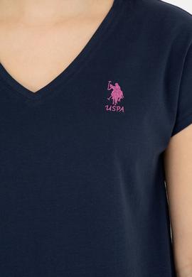 Kadın Lacivert V Yaka Basic Tişört - 50285849030