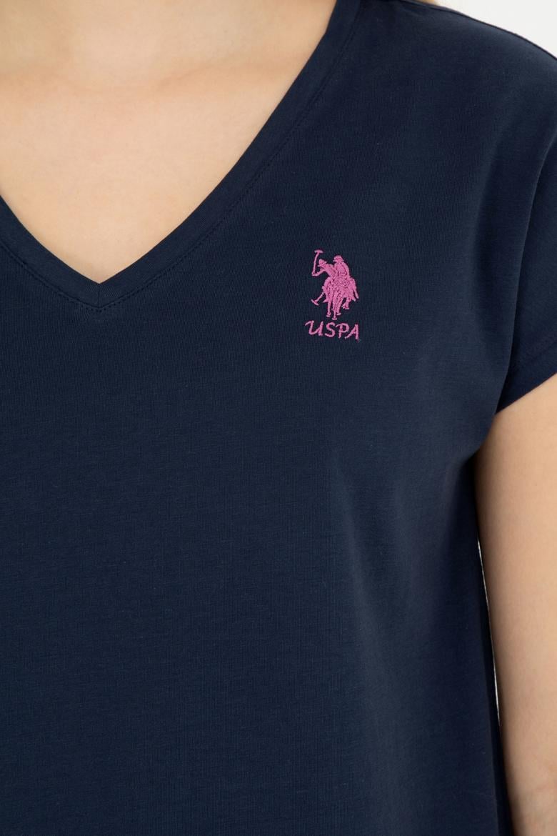 Kadın Lacivert V Yaka Basic Tişört - 50285849030