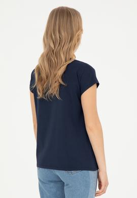 Kadın Lacivert V Yaka Basic Tişört - 50285849030