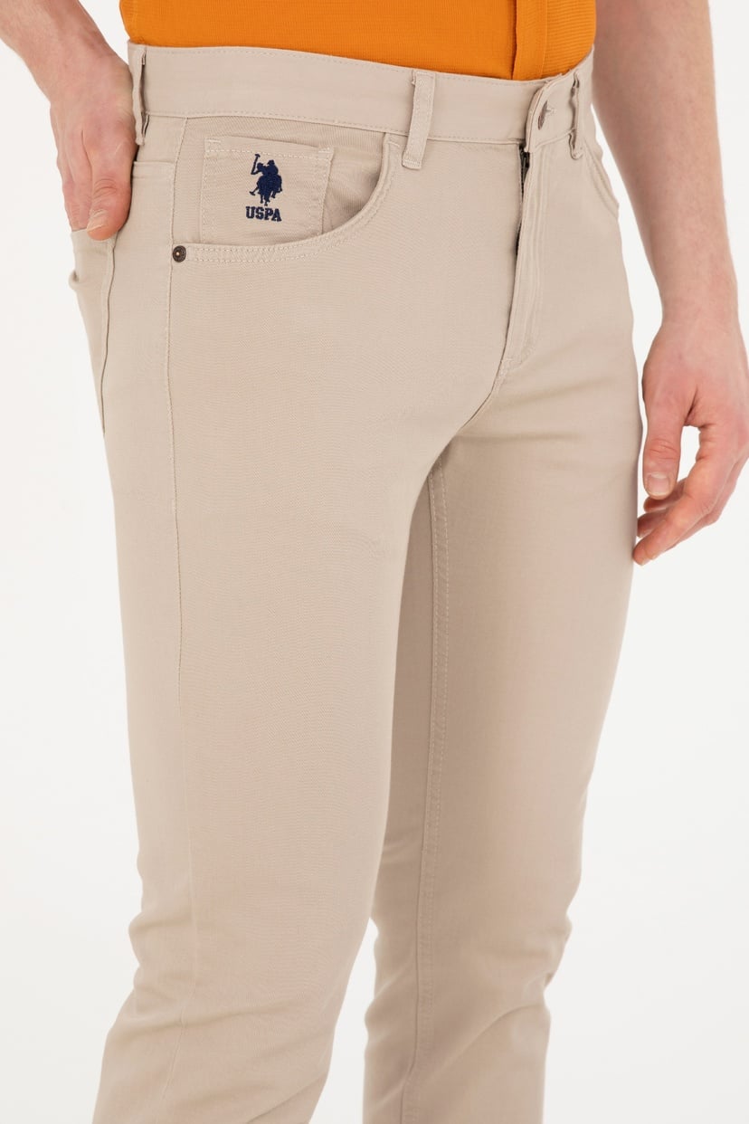 Erkek Slim Fit Taş Kanvas Pantolon