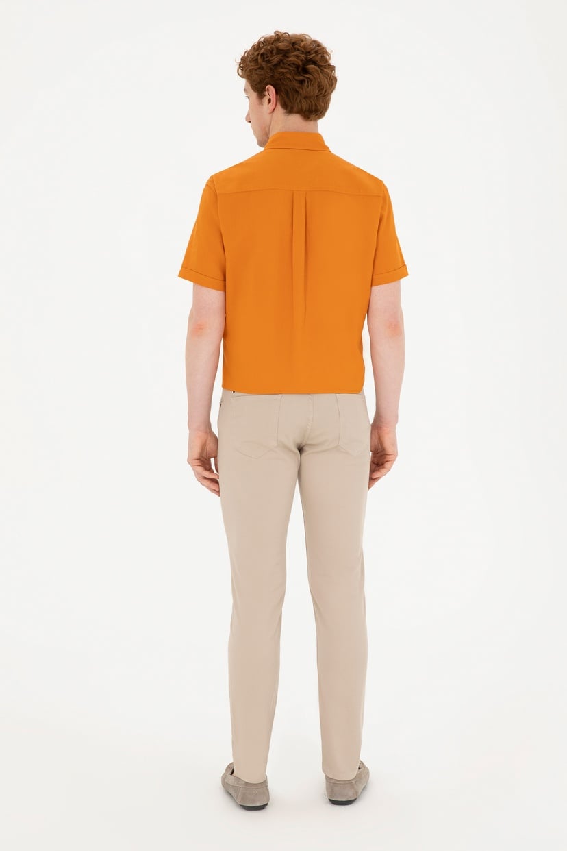 Erkek Slim Fit Taş Kanvas Pantolon