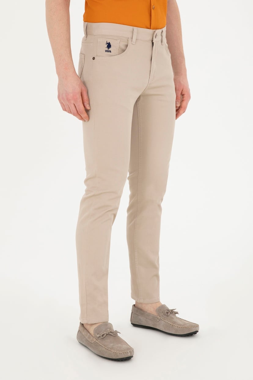 Erkek Slim Fit Taş Kanvas Pantolon