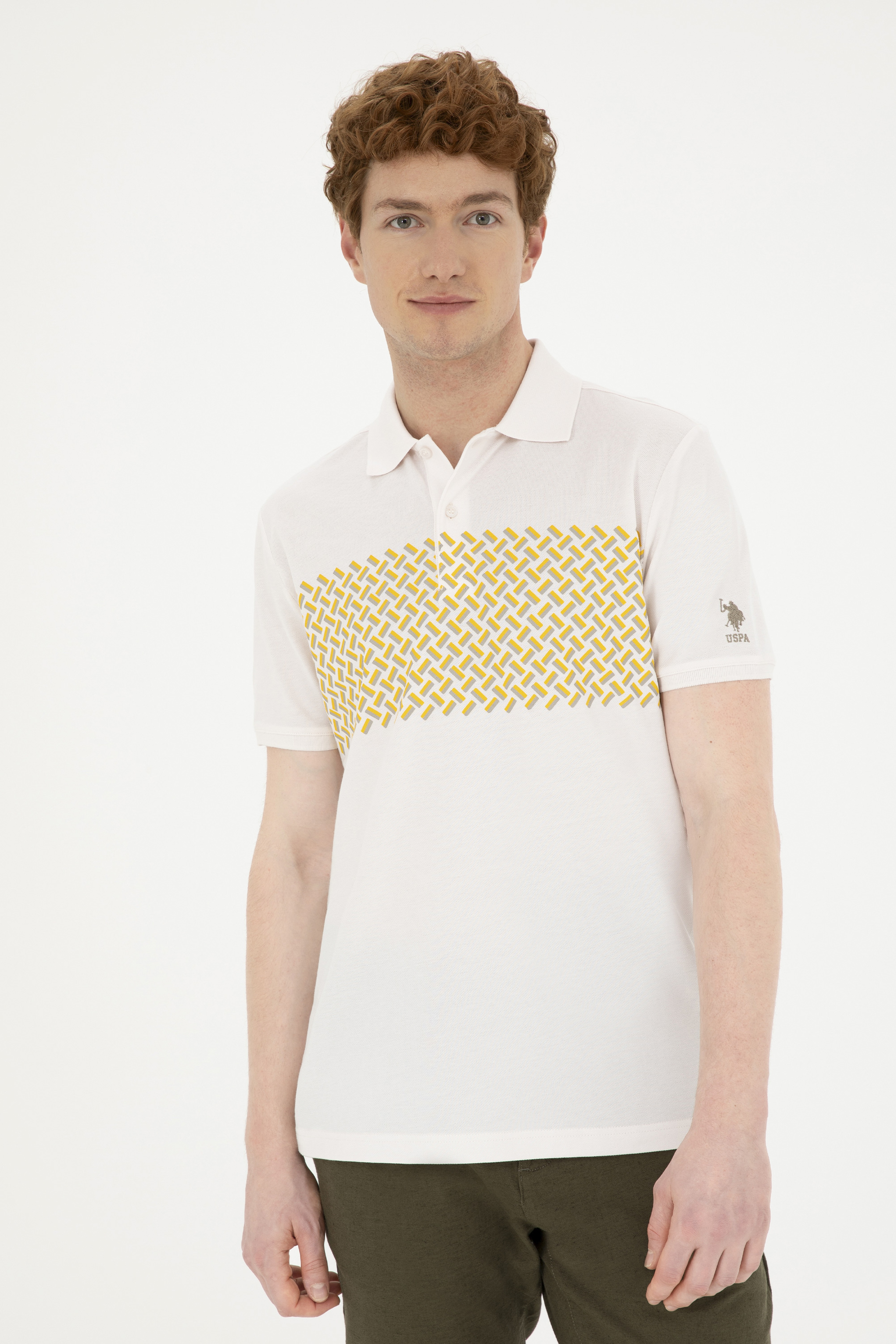 Erkek Regular Fit Polo Yaka Ekru Tişört - Image 3