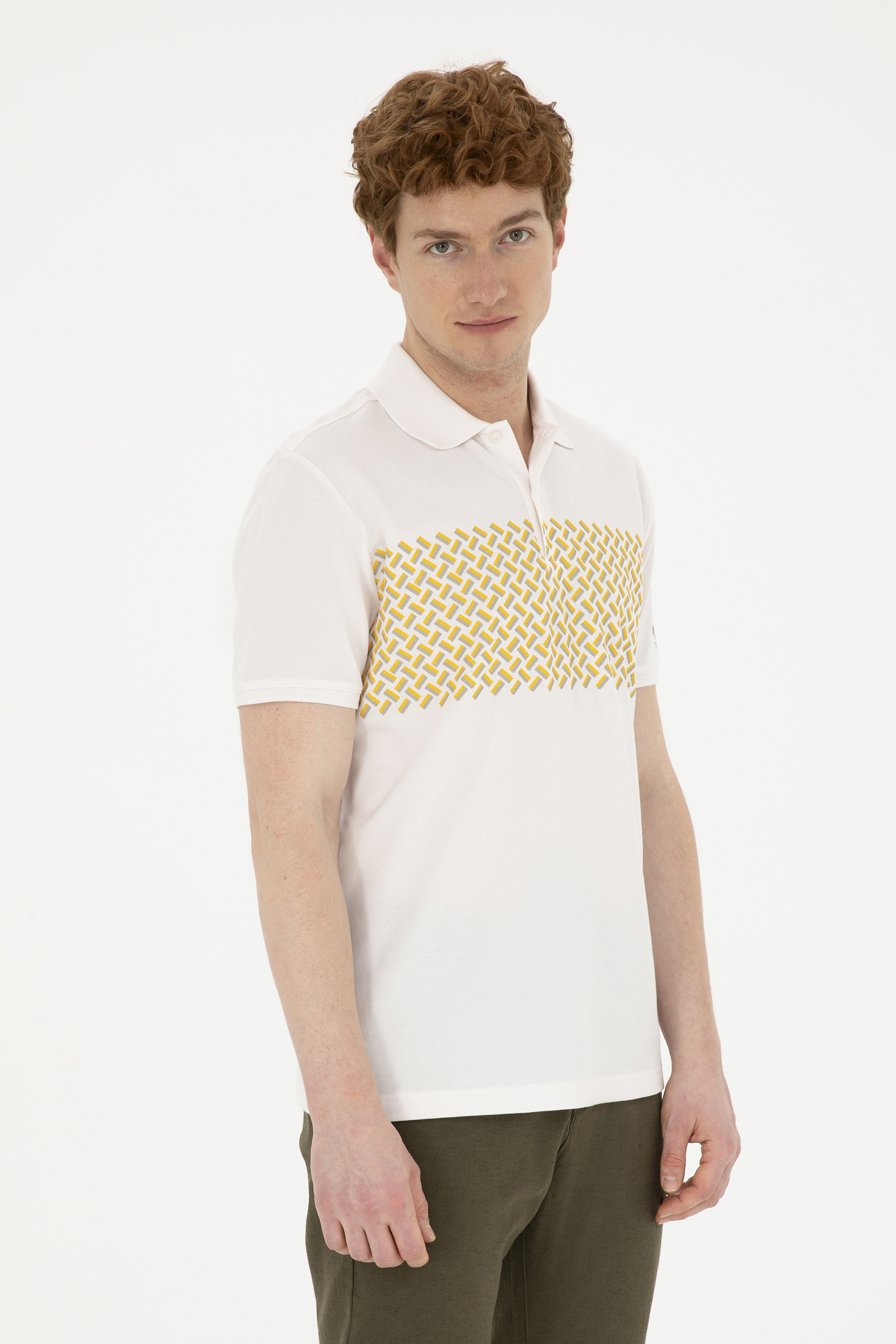 Erkek Regular Fit Polo Yaka Ekru Tişört - Image 1