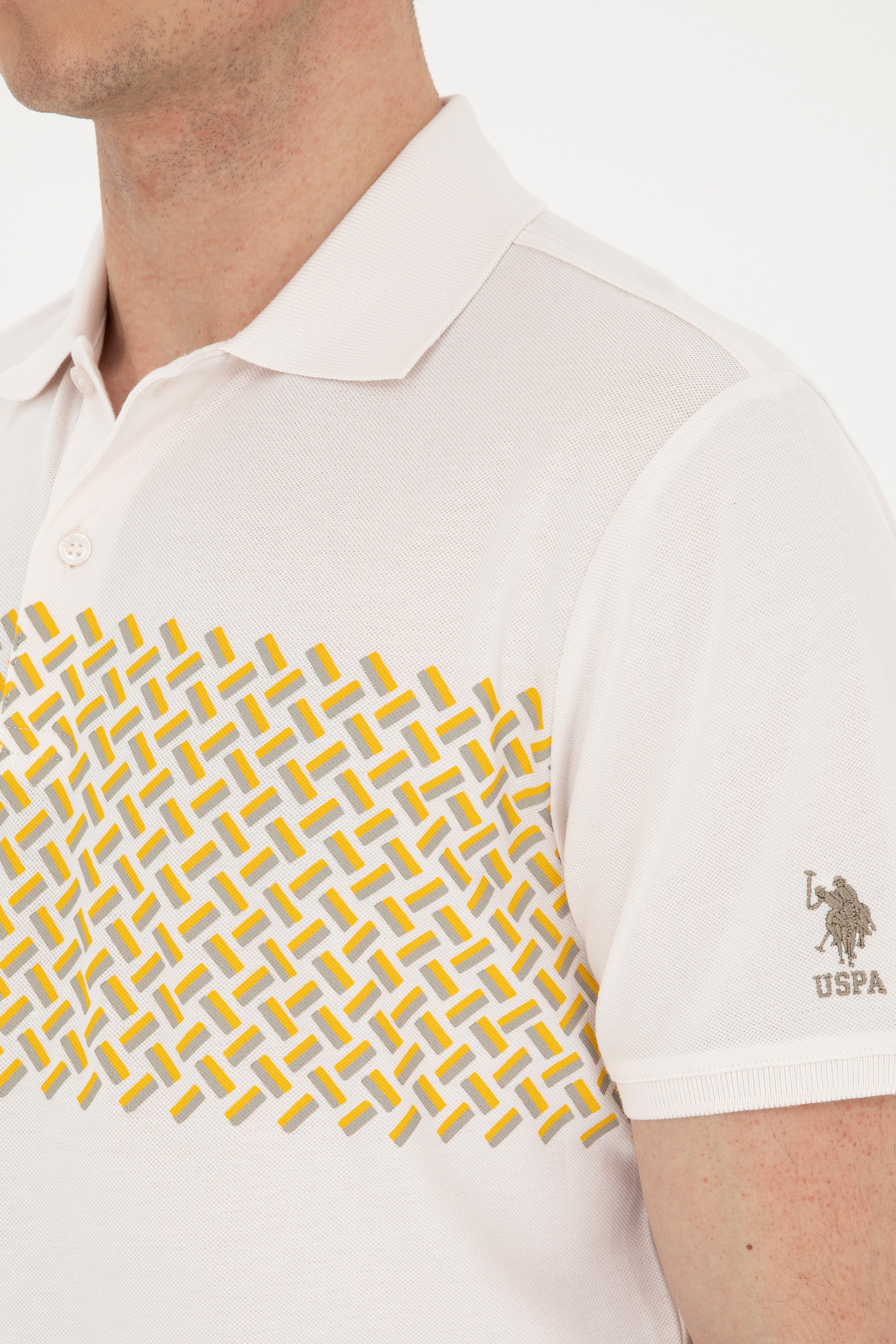 Erkek Regular Fit Polo Yaka Ekru Tişört