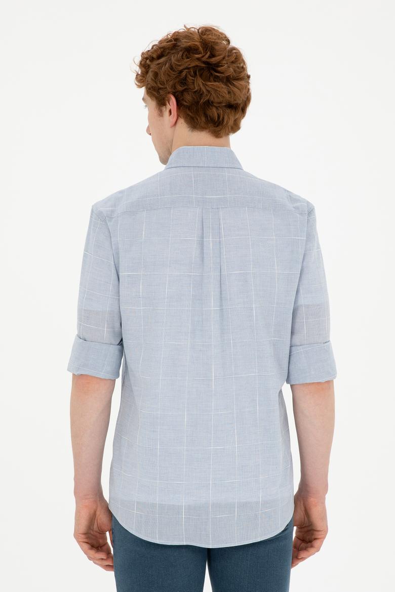 Erkek Saks Uzun Kollu Gömlek - 50282886006