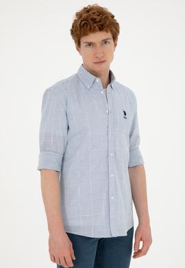 Erkek Saks Uzun Kollu Gömlek - 50282886006